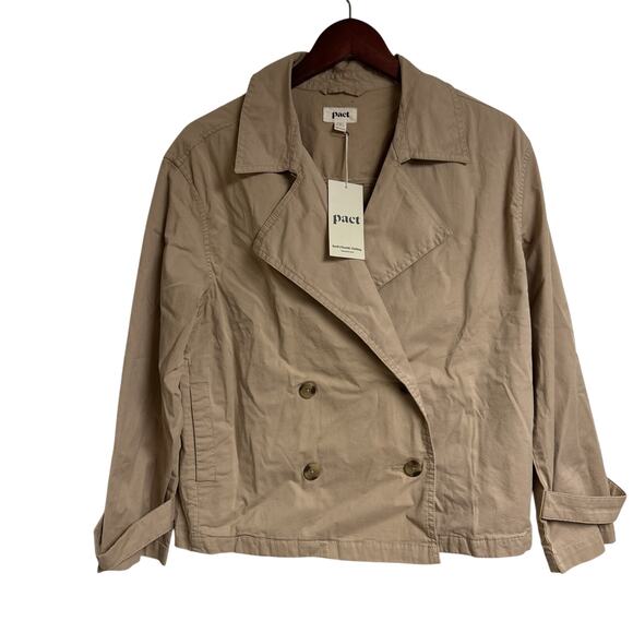NEW Pact Organic Women S Storm Blvd Brushed Twill Double Breasted Light Jacket - Picture 2 of 11